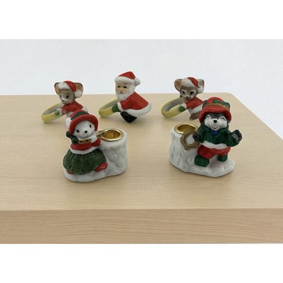 Vintage Christmas Taper Holders and Candle Huggers House of Lloyd and Korean - Picture 1 of 10